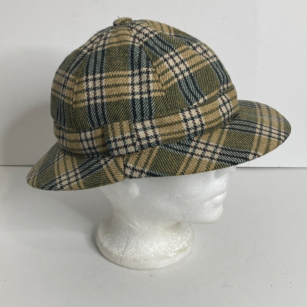 Vintage Ghillie Hat Mens Small Green Tan Black Wool Tweed Made in England